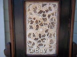 Antique Chinese Carved Bovine Bone Dragons Carved Wood Frame