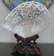 Antique Chinese Carved Mother Of Pearl Shell Cranes Scene On Stand
