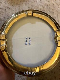 Antique Chinese Ceramic 3 Tier Stacking Lunch Box Brass Tiffin Carrier UNUSED