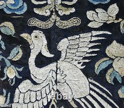 Antique Chinese China Buzi Qing Silk Embroidery Badge Rank Officer 19th C