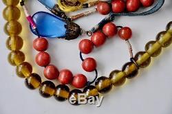 Antique Chinese China Colour Qing Peking Glass Court Necklace Bead 1900