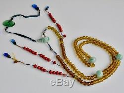 Antique Chinese China Colour Qing Peking Glass Court Necklace Bead 1900