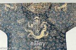 Antique Chinese China Imperial Robe Cloth Jacket Qing Silk Dragon Embroidery 19t