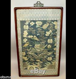 Antique Chinese China Mandarin Qing Silk Embroidery Kesi Dragon 19th C