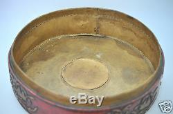 Antique Chinese China Officer Court Mandarin Qing Hat Box Lacquer Leather 1900