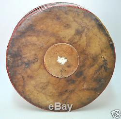 Antique Chinese China Officer Court Mandarin Qing Hat Box Lacquer Leather 1900