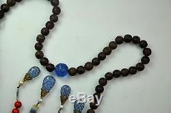 Antique Chinese China Qing Agarwood Chen Xiang Court Necklace Coral Peking 1900