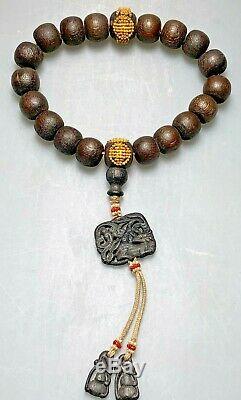 Antique Chinese China Qing Agarwood Chenxiang Mala Rosary Prayer Beads 1900