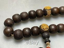 Antique Chinese China Qing Agarwood Chenxiang Mala Rosary Prayer Beads 1900