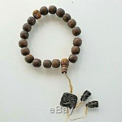 Antique Chinese China Qing Agarwood Chenxiang Qinan Rosary Prayer Beads 1900