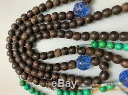 Antique Chinese China Qing Agarwood Qinan Kynam Court Necklace Peking Glass1900