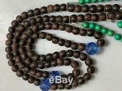 Antique Chinese China Qing Agarwood Qinan Kynam Court Necklace Peking Glass1900