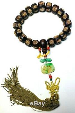 Antique Chinese China Qing Agarwood Rosary Mala Bracelet Prayer Beads 1900