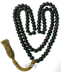 Antique Chinese China Qing Beads Mala Qinan Agarwood Buddhist Prayer Necklace