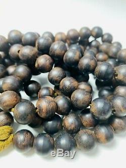 Antique Chinese China Qing Beads Mala Qinan Agarwood Buddhist Prayer Necklace