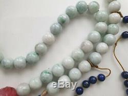 Antique Chinese China Qing Court Necklace Jade Peking Glass Lapiz Lazuli 19th C