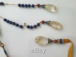 Antique Chinese China Qing Court Necklace Jade Peking Glass Lapiz Lazuli 19th C