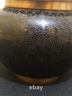 Antique Chinese Cloisonné Jar With Lid Dragon Pattern 19th Century