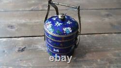 Antique Chinese Cloisonne Stacked Spice / Tea / Opium Jars 4 Excellent Cond