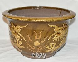 Antique Chinese Dragon Pot Raised Textured Dragon Egg Pot Flower Planter Marked