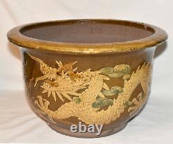 Antique Chinese Dragon Pot Raised Textured Dragon Egg Pot Flower Planter Marked