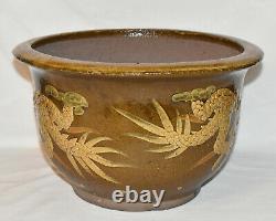 Antique Chinese Dragon Pot Raised Textured Dragon Egg Pot Flower Planter Marked