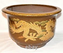 Antique Chinese Dragon Pot Raised Textured Dragon Egg Pot Flower Planter Marked