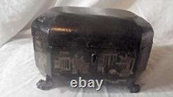 Antique Chinese Export Black Lacquer Box / Tea Caddy