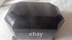 Antique Chinese Export Black Lacquer Box / Tea Caddy