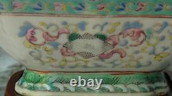 Antique Chinese Famille Rose Square Porcelain Bowl With Red Tongzhi Qing Mark