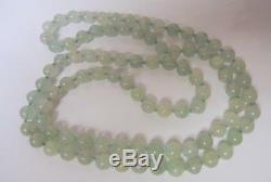 Antique Chinese Grade A Natural Translucent Clear Mottle Green Jade Necklace