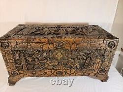 Antique Chinese Hand Carved Camphor Trunk/Chest