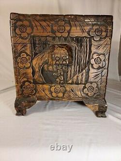 Antique Chinese Hand Carved Camphor Trunk/Chest