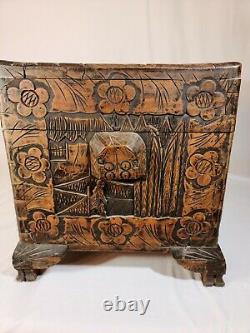 Antique Chinese Hand Carved Camphor Trunk/Chest