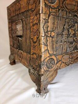 Antique Chinese Hand Carved Camphor Trunk/Chest