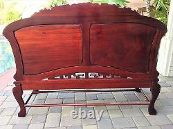 Antique Chinese Hand Carved Rosewood Dragon & Bird Bench Sofa Beautiful