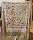 Antique Chinese Hand Embroidered Silk Piano Shawl 135 X 135 Fringe 55 Cm 2 Tone