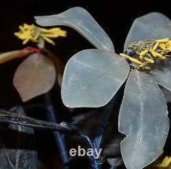 Antique Chinese Jade Hardstone Carnelian Plant Tree Cloisonne Pot
