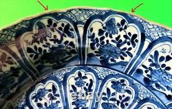 Antique Chinese Kangxi Lotus Pattern Blue/White Charger Plate 11.5 KangxiPeriod