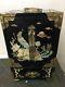 Antique Chinese Lacquered Jewellery Box Cabinet Mother Of Pearl Inlay