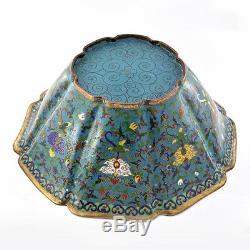 Antique Chinese Late Qing. 1880-1900 Cloisonne Enamel Floral Motif Bowl 10.5 W