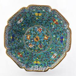 Antique Chinese Late Qing. 1880-1900 Cloisonne Enamel Floral Motif Bowl 10.5 W
