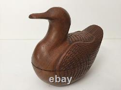 Antique Chinese Mandalay Hand Carved Wooden Duck Medicine Box