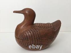 Antique Chinese Mandalay Hand Carved Wooden Duck Medicine Box