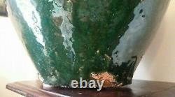 Antique Chinese Martaban Pottery Storage Jar Green Glaze 15