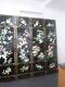 Antique Chinese Mother Of Pearl 4 Panel Room Divider. Black Laquer 1940's 72
