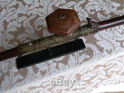 Antique Chinese Pipe in Bamboo and Jade with Ceramic Pipe Bowl