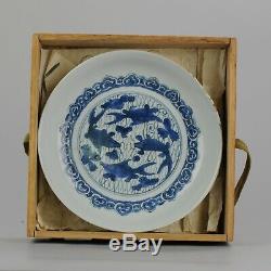Antique Chinese Porcelain Ming Wanli 16/17c Fish Plate Carp