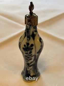 Antique Chinese Porcelain Snuff Bottle with Stopper Excellent Condition