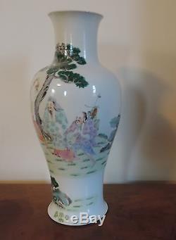 Antique Chinese Porcelain Vase Immortals Deer Scholars Landscape Famille Rose